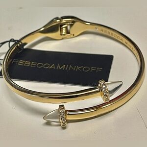 Rebecca Minkoff Hinged Bracelet Gold tone,clear Spear ends/crystals New with tag